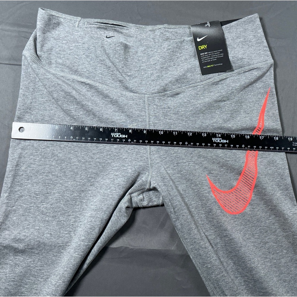 Nike Dri-FIT Gray Orange Swoosh Cropped Leggings Womens XL New With Tags - Picture 3 of 11